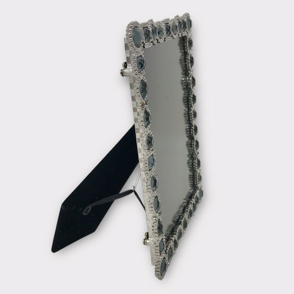 Papyrus Black & Silver Gemstone Picture Frame 5" x 7" Vintage - Picture 4 of 5